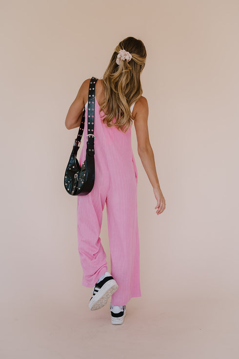 Everyday Ease Ribbed Jumpsuit// Barbie Pink